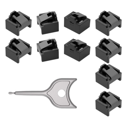 10PCS RJ45 Inserts Lock with Key Dust-Proof Network Plug Enhances Data Security Protection for , Router Black 1