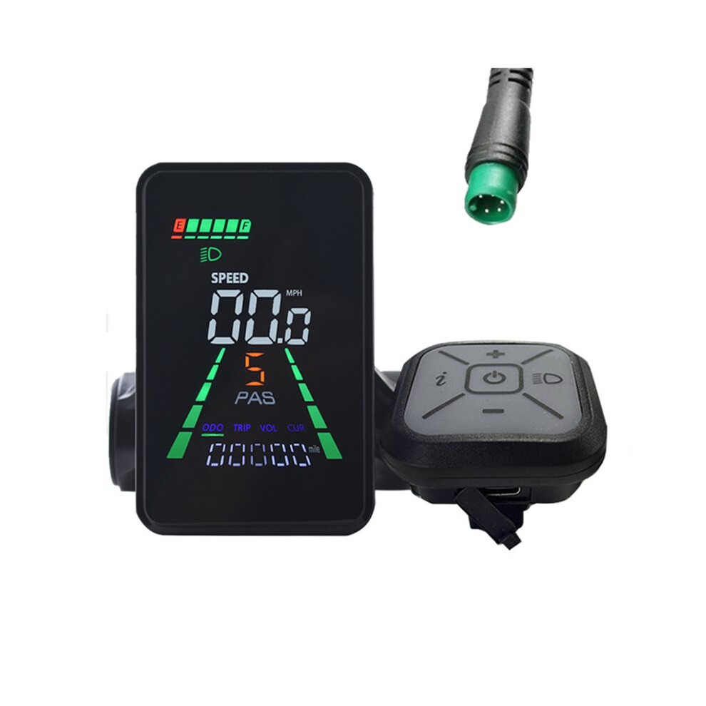 Zandonà L5 Mountain E-Bike Lcd Display Meter 24V/36V/48V/60V Uart Type C Electric Scooter Lcd Meter Speedometer 5Pin Black