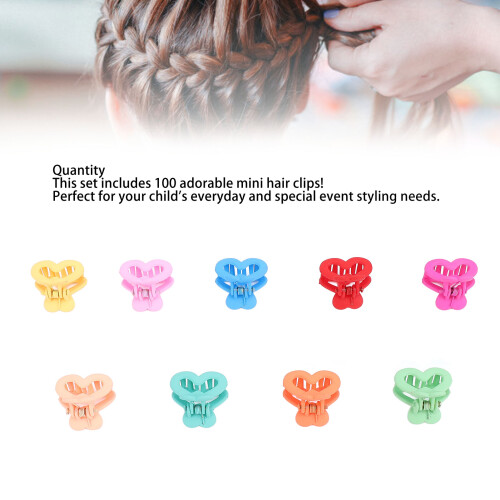 Mini-Doppelherz-Haarclips, 100 Stück, bunt 2