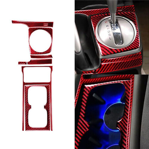 8Pcs for   06-11 Red Carbon Fiber Automatic Gear Shift Cover Trim Set 2