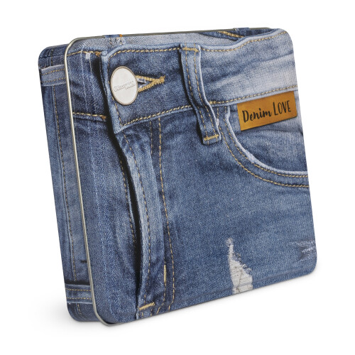 Gütermann Thread Storage Tin Denim Thread with Needles & Labels 12x100m