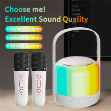 RGB Light 5.3 Speaker with Wireless Dual Microphones Karaoke Machine KTV DSP System 3D HIFI Stereo Surround