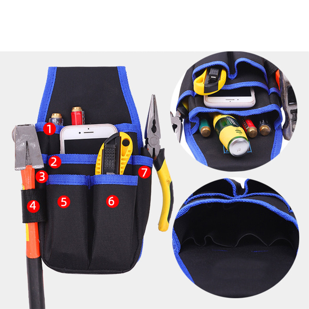 Multifunctional Electrician Tool Bag Oxford Cloth Waist Kit 26X13cm Blue 9451389671298