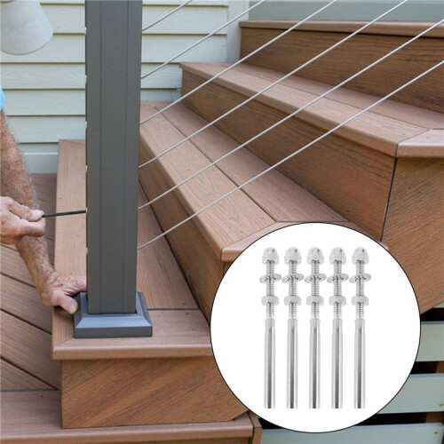 20Pack Threaded Terminal Stud Stainless T316 Marine Grade Stud End Fitting Terminal for 3/16 Inch Cable Deck Railing Hand Swage