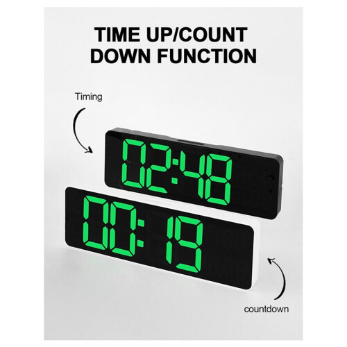 Large Digital Wall Clock Remote Control Temp Date Week Display Power Off Memory Table Clock Wall-Mounted Dual Alarms 2