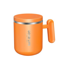 400ML Stainless Steel Self Stirring Coffee Mug Rechargeable Electric Mixer Insulated Coffee Mug with Lid Orange