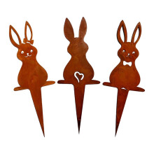 Iron Easter Garden Stakes Cute Rusty Bunny Yard Signs Bunny Yard Stake for Outdoor Patio Lawn Decorations