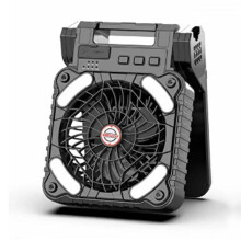 Solarbetriebener Campingventilator mit Licht, Tragbarer Campingventilator mit Solarpanel, Wiederaufladbarer Zeltventilator
