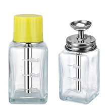 2 Stuks 6oz / 180ml Transparante Aceton Dispenser met Dop, Glazen Nagellakremover Pomp Alcohol Dispenser Alcohol Fles