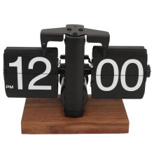 Flip Desk Clock, Digital Retro Clock with Automatic Rotating Tube, Battery Operated Mechanical Melting Clock Decoration