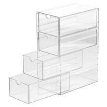 Organizer Cassetto Impilabile Trasparente Porta Cosmetici e Gioielli Contenitore per Capsule di Caffè Capacità Porta Bustine di Tè