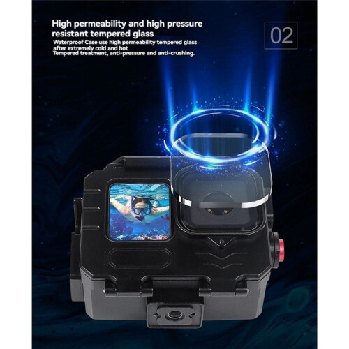 80M Waterproof Case for GoPro12/11/10 Action Camera Deep Diving Action Camera Protective Frame Case for  B