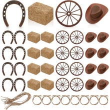 40 Pcs Western Party Centerpieces for Table Cowboy Hats Horseshoes Wagon for Western Cowboy Party Decorations