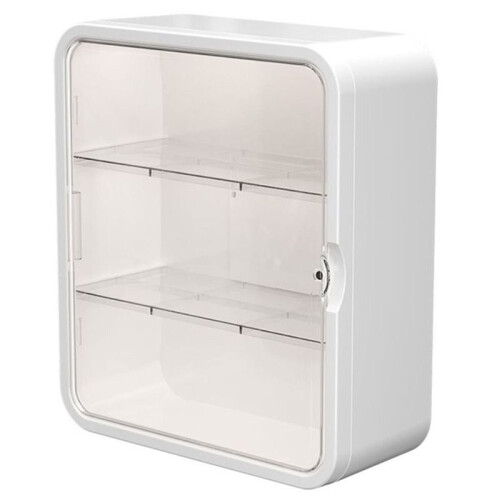 Armoire Murale Transparente à Tiroirs,  Capacité, à Installation Sans Perçage, avec Compartiments Multiples A