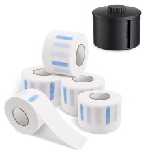 Nekstripdispenser, Zwarte Kappersdispenser voor Nekstrips met 5 Rollen Sjaalpapier voor Kapsalons en Kapperszaken