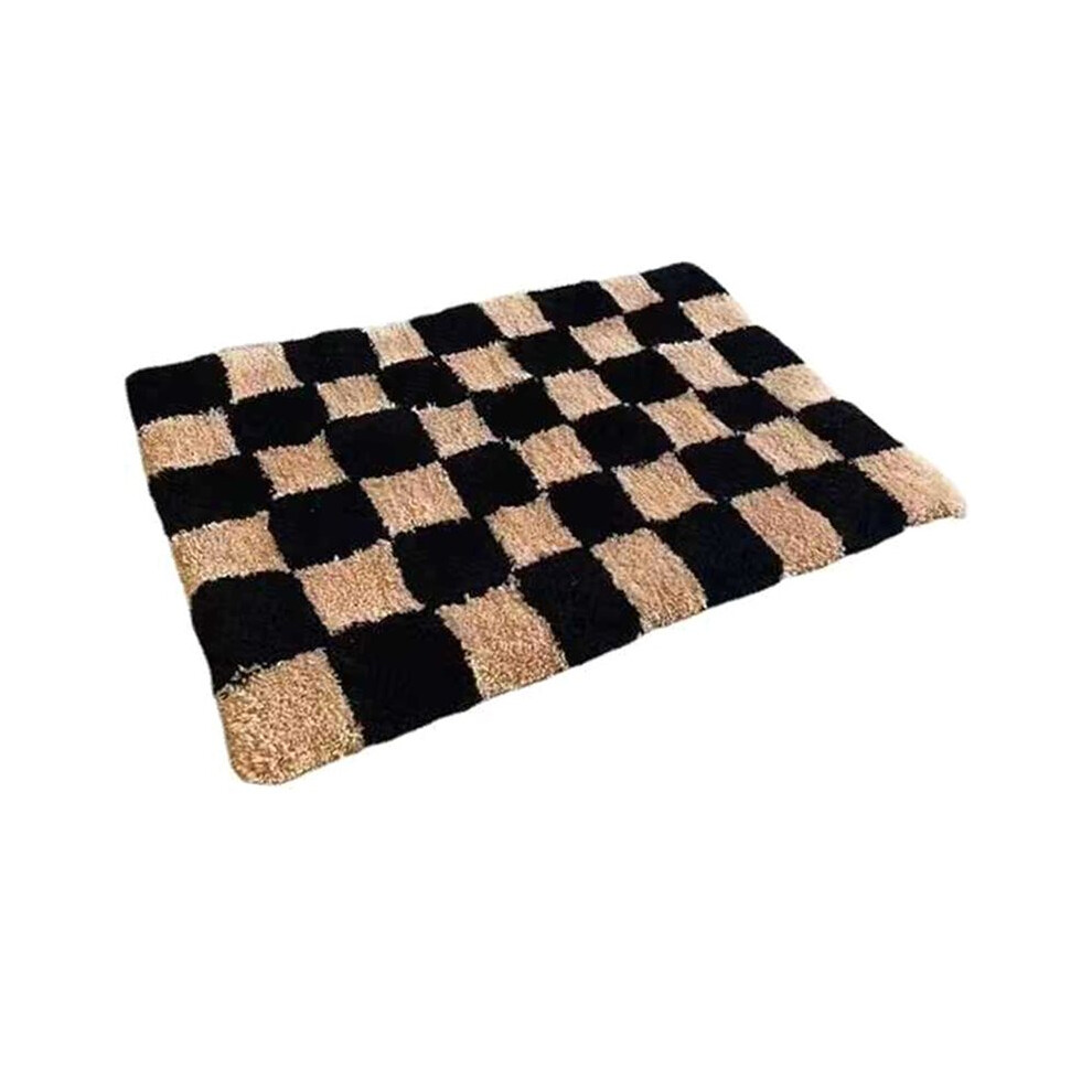 Modern Simple Checkerboard Flocking Household Thickened Square Carpet Toilet Bathroom Door Absorbent Dirty Non-Slip C 6032923192979