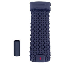 Nouveau matelas de camping gonflable avec oreiller pour camping - Pompe à pied intégrée, matelas de couchage autogonflant pour randonnée/ - Bleu