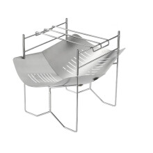 CAMPINGMOON Portable Outdoor Bonfire Folding Stainless Steel BBQ Stove Compact Camping Firewood Burning Platform