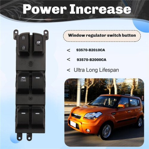 New AUTO DOWN Power Window Main Control  for  SOUL 2014-2019 93570-B2010CA 93570B2000CA Window Regulator Button 1