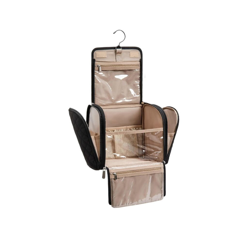 Tlily Black Toiletry Bag Travel Makeup Bag With Hanging Hook, Cosmetic Bag Make Organizer Case, Large Capacity