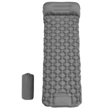 Colchoneta inflable para acampar con almohada, bomba de pie integrada, colchón autoinflable para senderismo y viajes, color gris.
