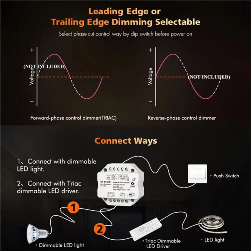 S1-B Tuya Zigbee RF AC Triac Dimmer LED Controller Push  Control 110V 220V 230V  Life APP for Alexa Assistant 2