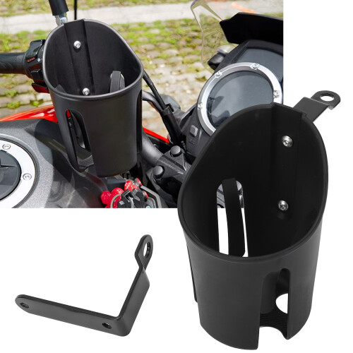 Universal Motorcycle Cup Holder, Plastic, Fits Rearview Mirror