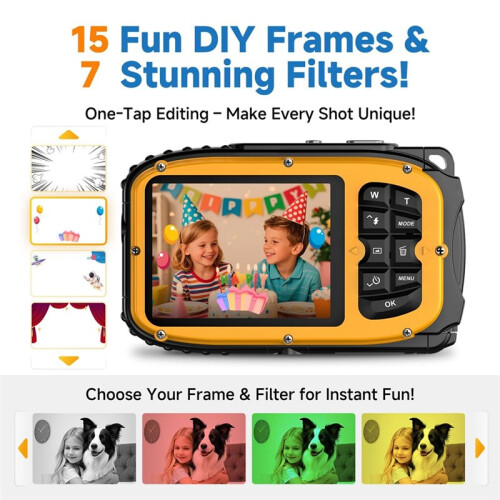 Câmera Digital À Prova D'Água 1080P, Câmera de Vídeo de 48MP com Tela IPS de 2,4 Polegadas, IP68, Profundidade de 5M, Zoom de 4x 2