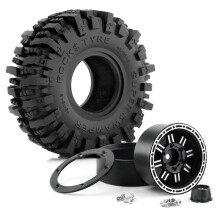 RED SPIDER 4pcs 118mm 1.77in Beadlock Wheel Rim and Soft Rubber Tire Set for 1/10 RC Crawler Car Axial SCX10 Pro Capra TRX4 A