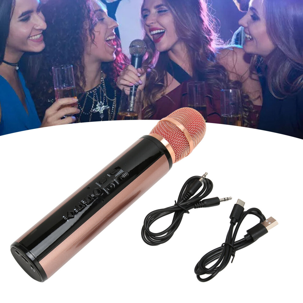 Bluetooth Handheld Microphone With 2000Mah Battery & Noise Reduction Pink 4091387630672