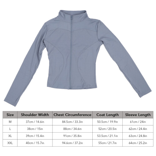 Veste de yoga à col montant, fermeture éclair, polyester, XXL, gris 1