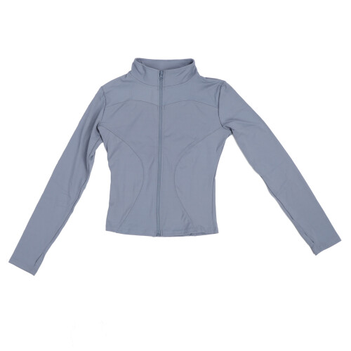 Veste de yoga à col montant, fermeture éclair, polyester, XXL, gris 2