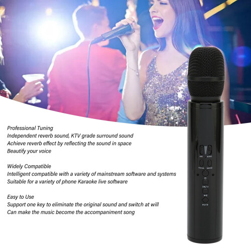 Wireless Karaoke Mic with Noise Reduction, 2000mAh, Black 2