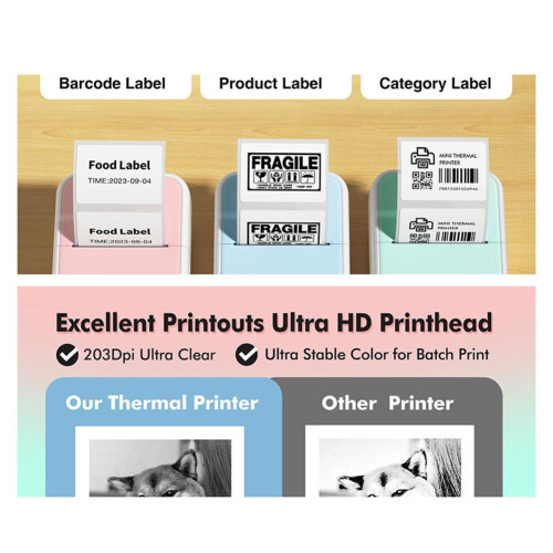 Portable Thermal Printer  Printer with Stickers Printer for Notes Journal DIY Kids Gift 2