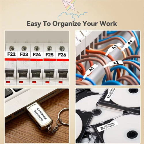 Portable Label Maker P12 Wireless  Continuous Label Printer Label Maker Machine for Storage Office Home,C 1