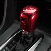 5X Gear Shifting Knob Cover ABS Red Carbon Fiber Change Lever Trim for   Sedan 2020 2019 2018 2017 2016