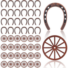 48 Pcs Western Party Decorations Set, for Cowboy Cowgirl Birthday Wedding Centerpieces Rustic Wood and Metal Decor