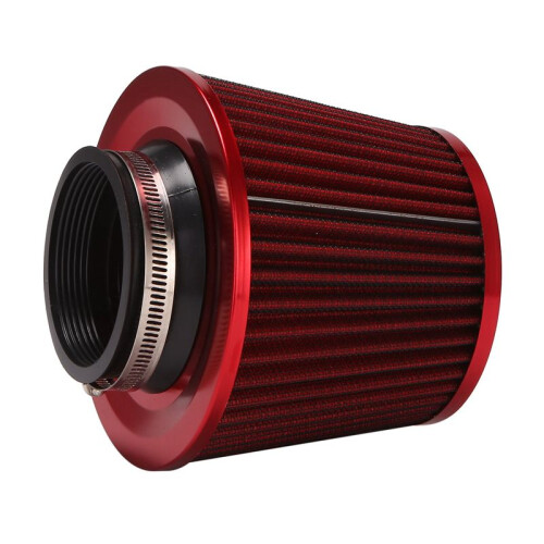 2X Universal Car Air Filter Vehicle Induction Kit High Power Mesh Cone Red Finish 2