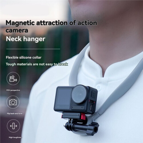 For  Action5pro/4 Silicone Neck Mount Necklace Quick Release Holder Action Camera Accessories Gray