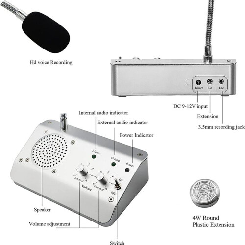 Window Speaker System, Dual Way Window Microphone Intercom Speaker, Intercom System for Business, Office, School EU Plug 1