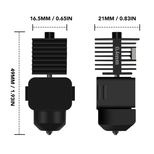 A1 Mini-Hotend-Kit, Edelstahl, 0.4mm/1.75mm 1