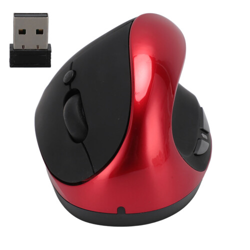 Mouse Verticale Wireless Destro Manuale 2.4G DPI Regolabile Rosso 1