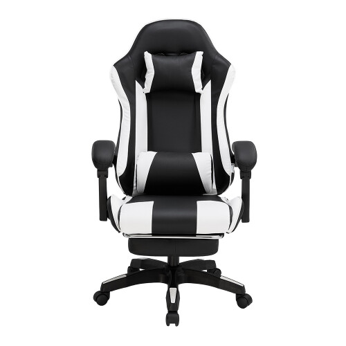 Living And Home (Black+White) High Back Gaming Chair with Footrest 2