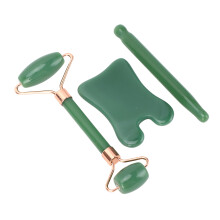 3 pezzi Set di strumenti Gua Sha per il viso in pietra di giada verde
