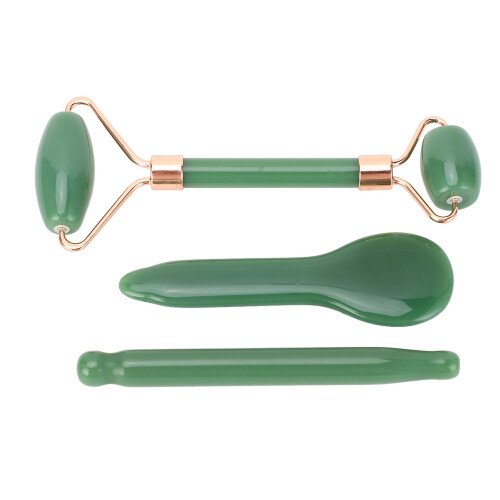 Jadestone Roller Set Grün - Doppelkopf Gua Sha 1