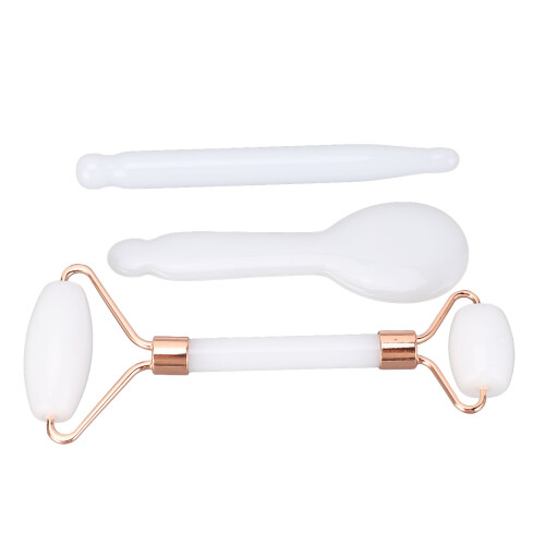 Set di rulli Jadestone - Gua Sha a doppia testa bianco 1