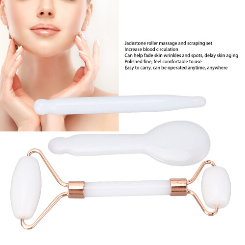 Set di rulli Jadestone - Gua Sha a doppia testa bianco 2