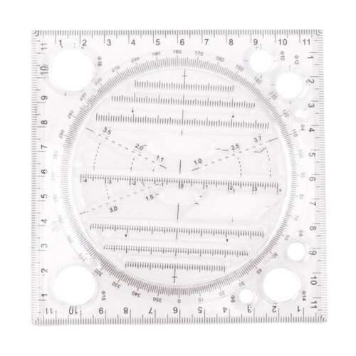 4Pcs Multifunctional Geometric Ruler Measuring Drawing Ruler Plastic Mathematics Tools for Student School Office Supply 2