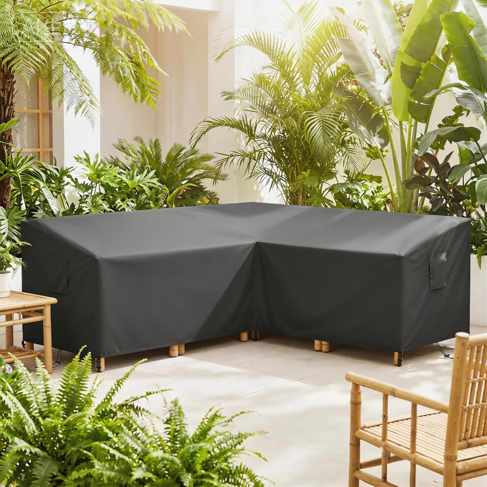 Outsunny V-Shaped Sectional Sofa Cover Waterproof Anti-Uv, Black
