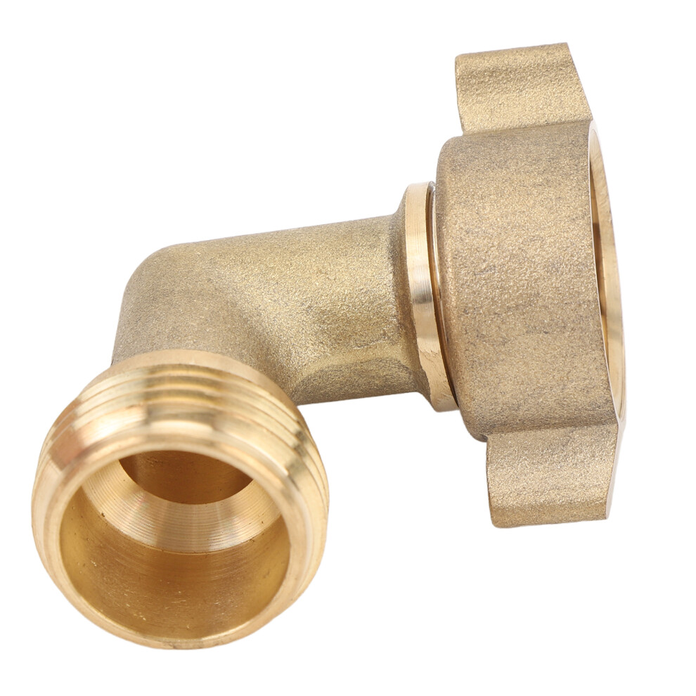 90 Water Hose Elbow Adapter, Brass, 3/4" Thread, For Rv & Garden 5091385032521